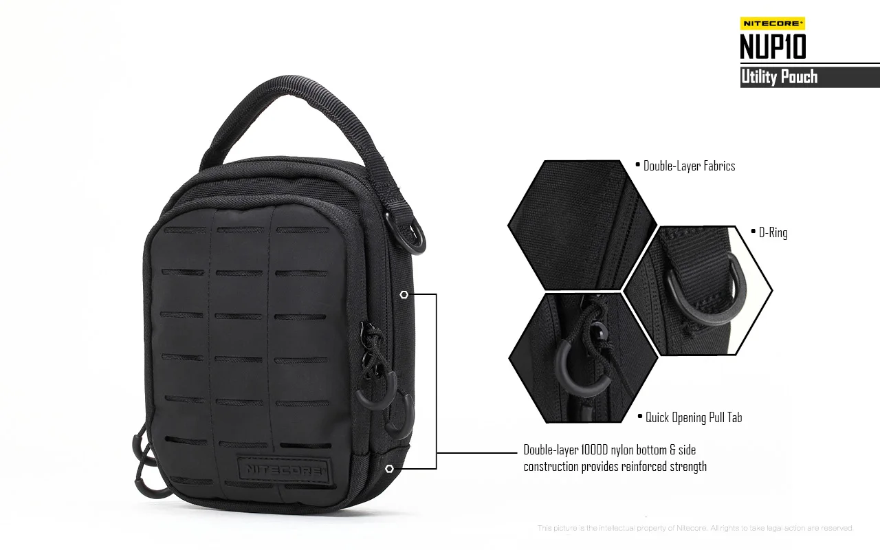 NITECORE NUP10 NUP20 Pocket Pouch Black Sling Bag 1000D Nylon Handbag Tactical Crossbody Bag Molle System Waist Bags Men Women