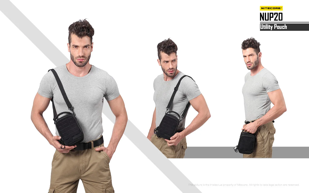 NITECORE NUP10 NUP20 Pocket Pouch Black Sling Bag 1000D Nylon Handbag Tactical Crossbody Bag Molle System Waist Bags Men Women