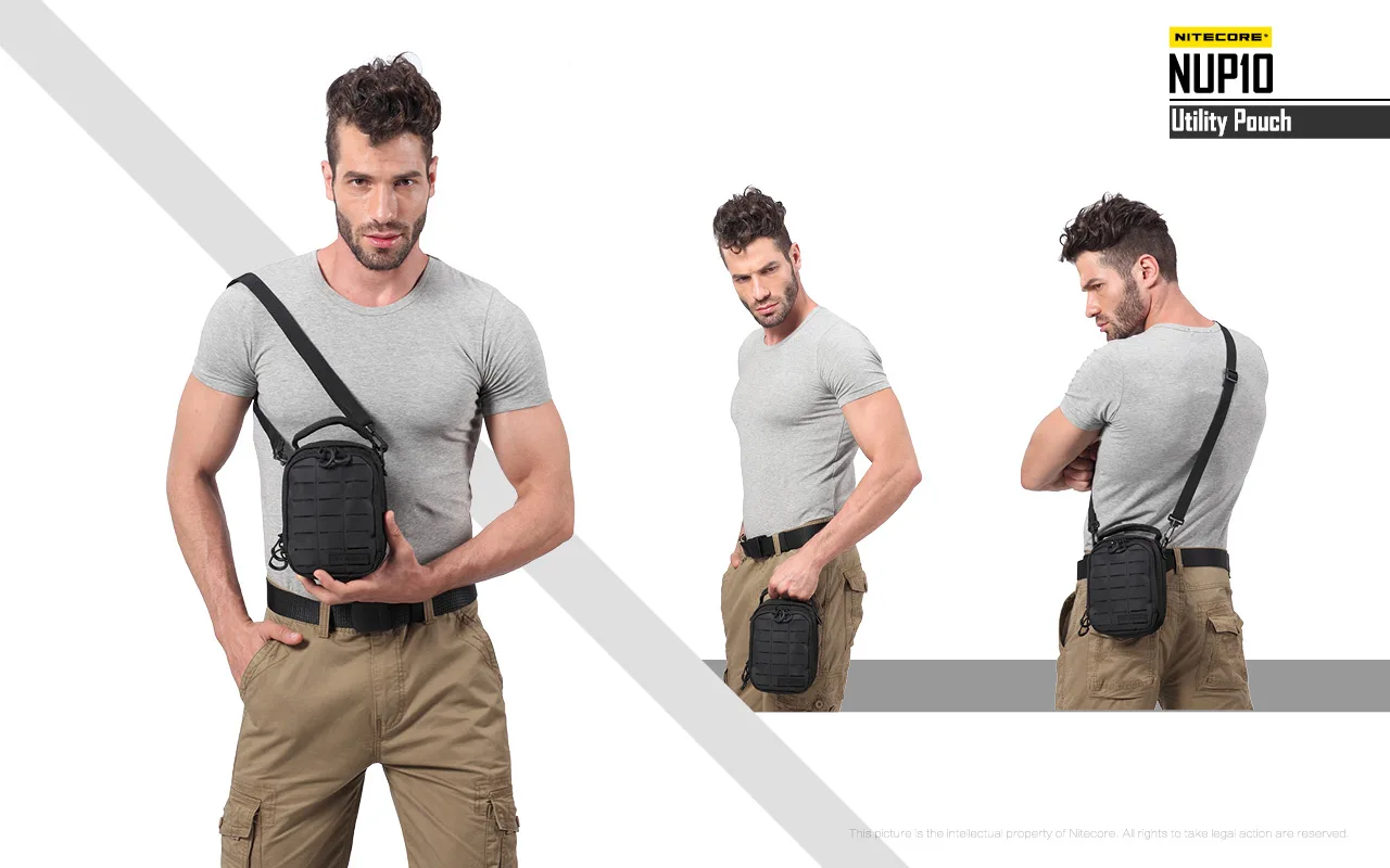 NITECORE NUP10 NUP20 Pocket Pouch Black Sling Bag 1000D Nylon Handbag Tactical Crossbody Bag Molle System Waist Bags Men Women