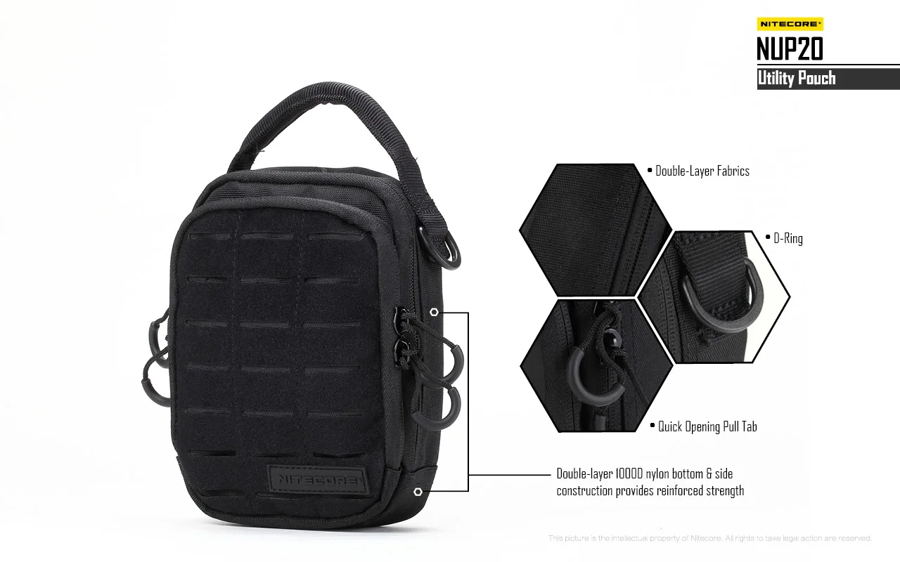 NITECORE NUP10 NUP20 Pocket Pouch Black Sling Bag 1000D Nylon Handbag Tactical Crossbody Bag Molle System Waist Bags Men Women