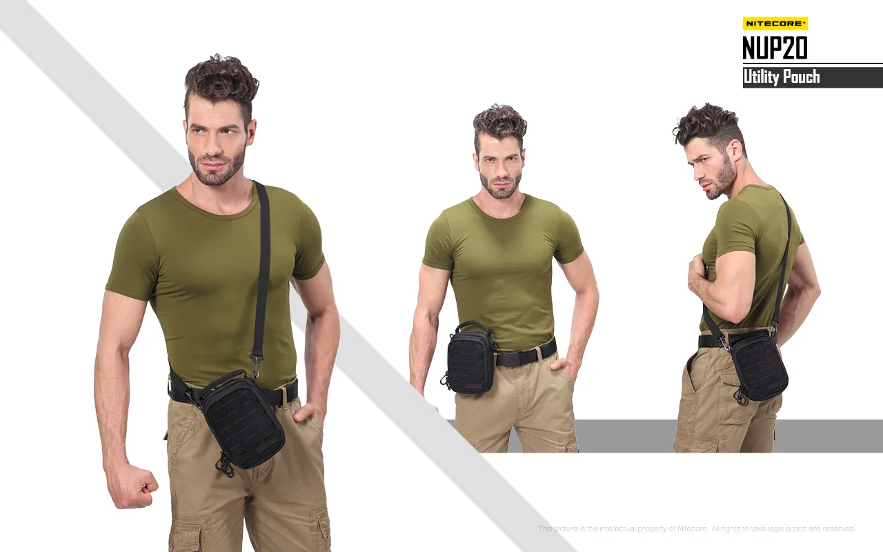 NITECORE NUP10 NUP20 Pocket Pouch Black Sling Bag 1000D Nylon Handbag Tactical Crossbody Bag Molle System Waist Bags Men Women