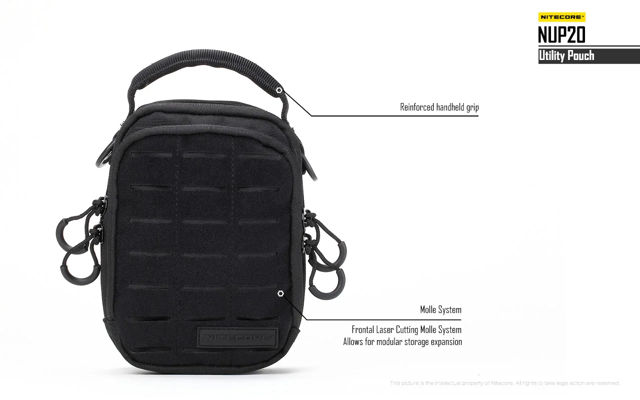 NITECORE NUP10 NUP20 Pocket Pouch Black Sling Bag 1000D Nylon Handbag Tactical Crossbody Bag Molle System Waist Bags Men Women