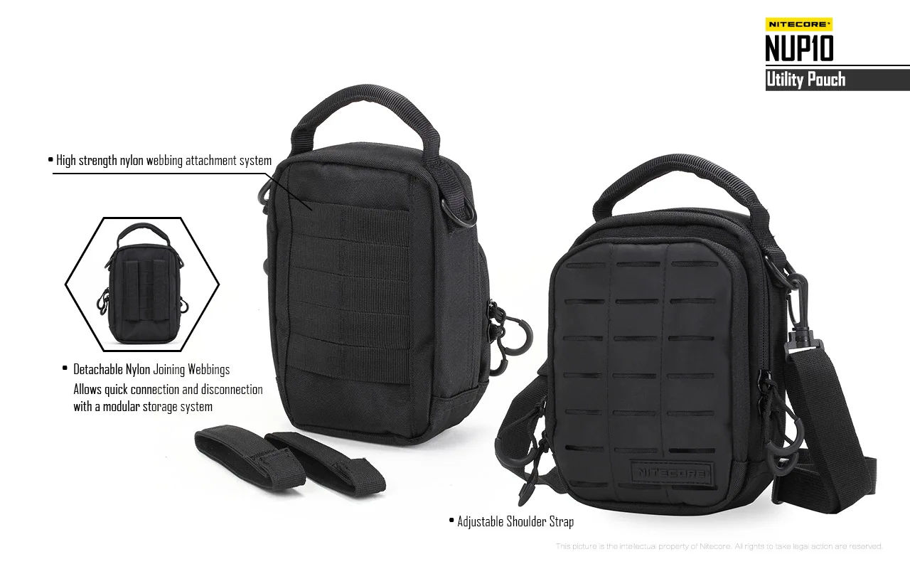 NITECORE NUP10 NUP20 Pocket Pouch Black Sling Bag 1000D Nylon Handbag Tactical Crossbody Bag Molle System Waist Bags Men Women
