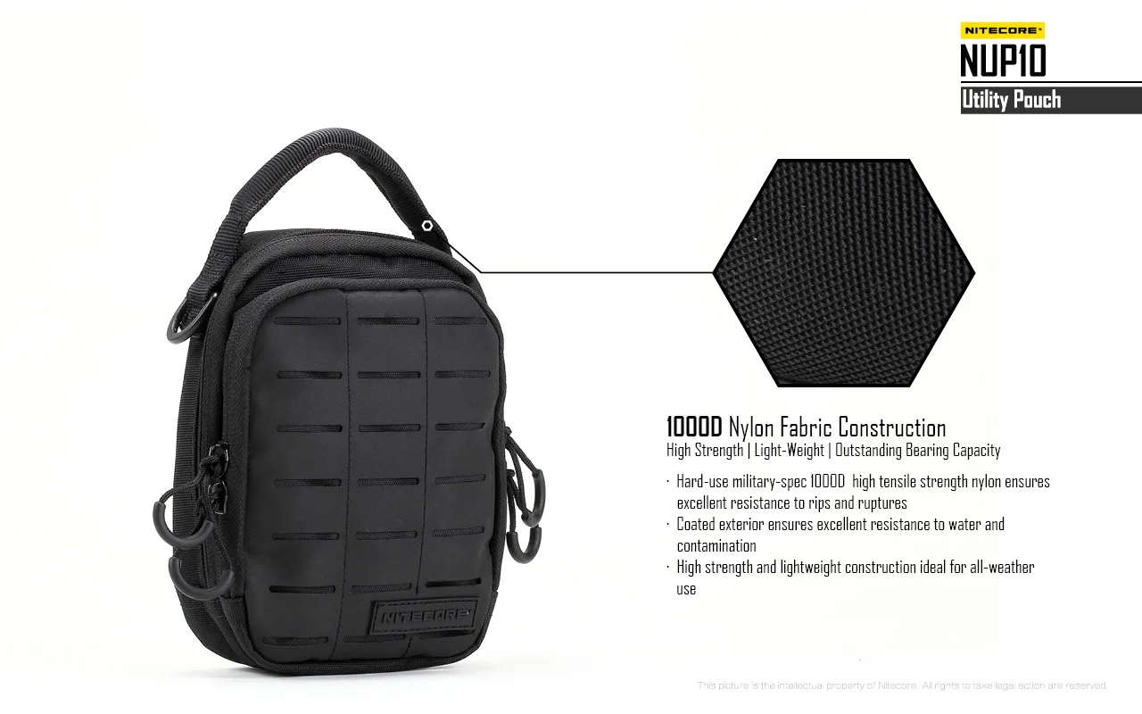 NITECORE NUP10 NUP20 Pocket Pouch Black Sling Bag 1000D Nylon Handbag Tactical Crossbody Bag Molle System Waist Bags Men Women