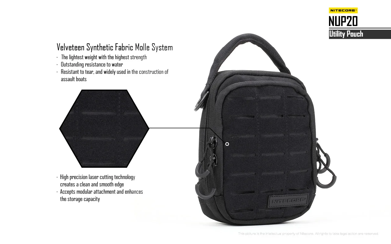 NITECORE NUP10 NUP20 Pocket Pouch Black Sling Bag 1000D Nylon Handbag Tactical Crossbody Bag Molle System Waist Bags Men Women