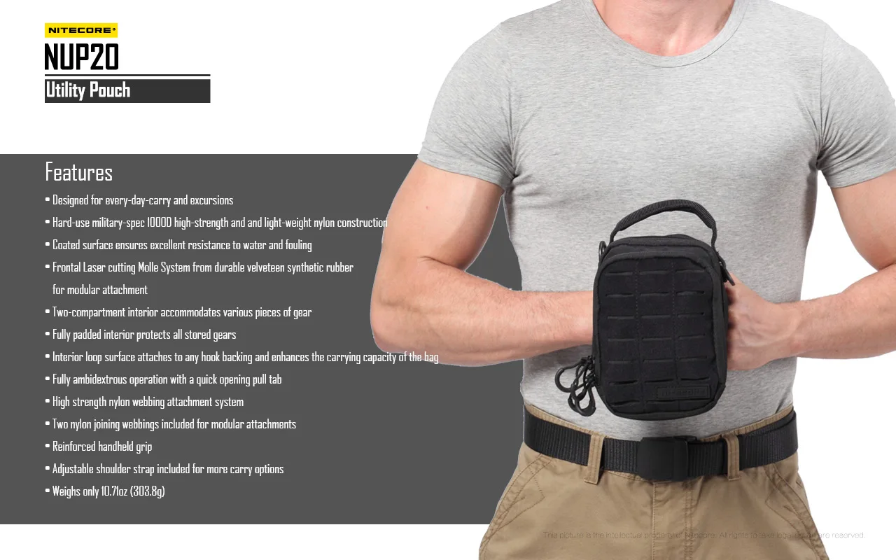 NITECORE NUP10 NUP20 Pocket Pouch Black Sling Bag 1000D Nylon Handbag Tactical Crossbody Bag Molle System Waist Bags Men Women