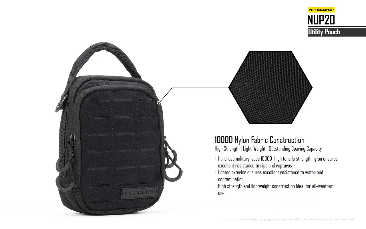 NITECORE NUP10 NUP20 Pocket Pouch Black Sling Bag 1000D Nylon Handbag Tactical Crossbody Bag Molle System Waist Bags Men Women