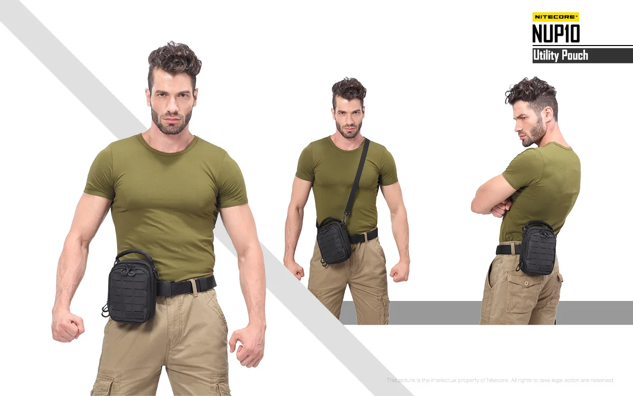 NITECORE NUP10 NUP20 Pocket Pouch Black Sling Bag 1000D Nylon Handbag Tactical Crossbody Bag Molle System Waist Bags Men Women