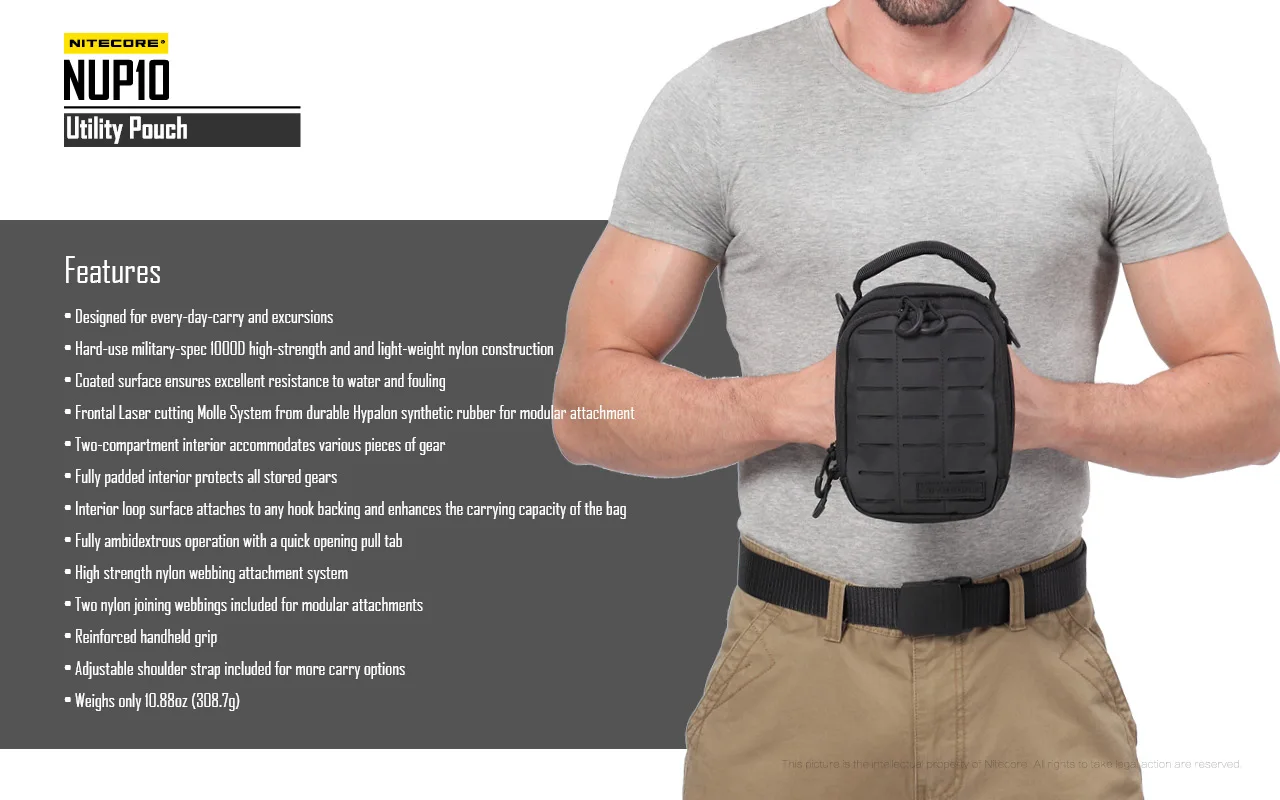 NITECORE NUP10 NUP20 Pocket Pouch Black Sling Bag 1000D Nylon Handbag Tactical Crossbody Bag Molle System Waist Bags Men Women