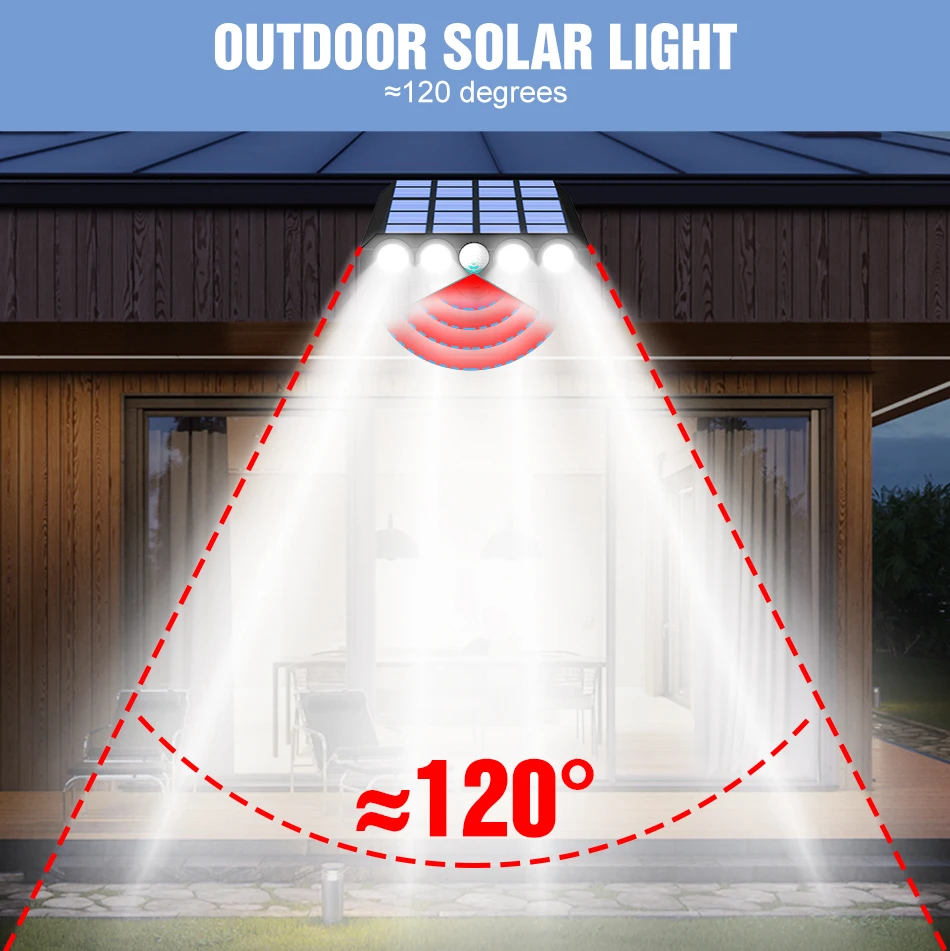 LED Solar Lights Outdoor Wall Lamp Waterproof Street Lamp For Garden Lighting Spotlight With Motion Sensor LED External Sconce