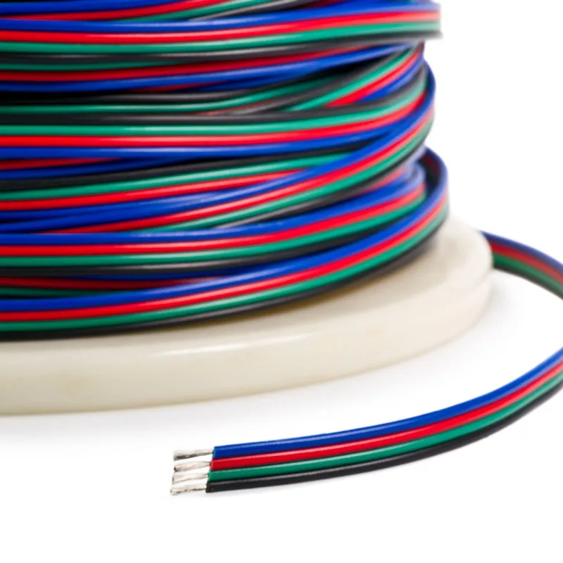 5M-100M RGB Led Connector Cable 22/20/18AWG 2/3/4/5/6Pin Electric Extension Wire for 5050 3528 WS2812B RGBW CCT LED Strip Lights