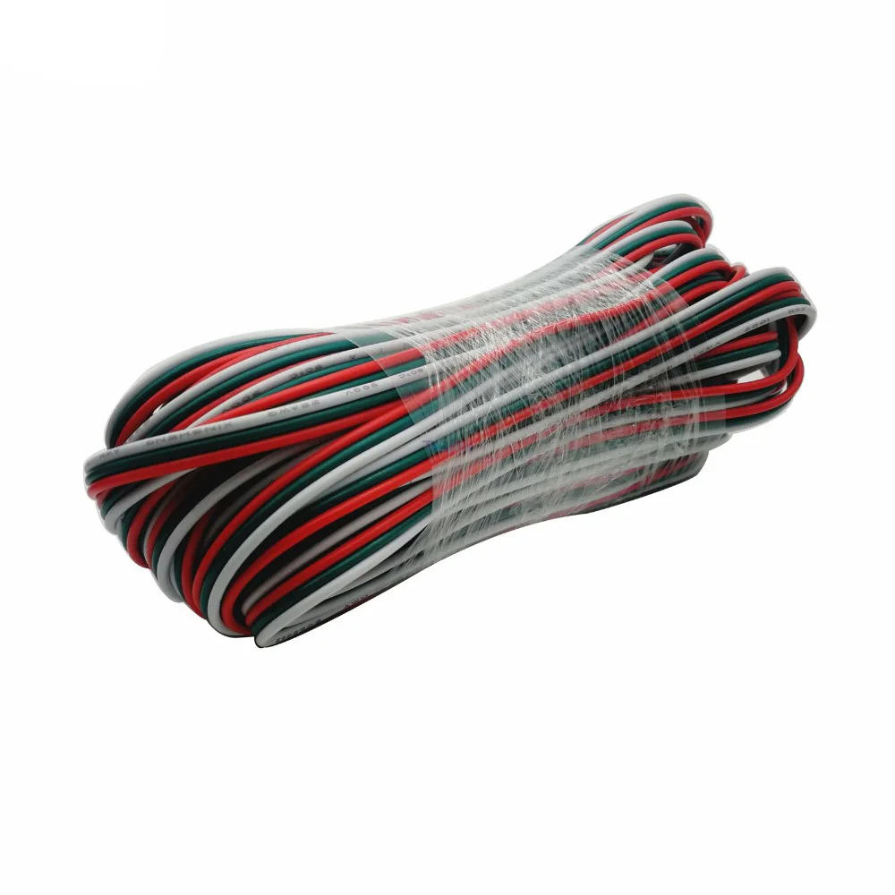 5M-100M RGB Led Connector Cable 22/20/18AWG 2/3/4/5/6Pin Electric Extension Wire for 5050 3528 WS2812B RGBW CCT LED Strip Lights