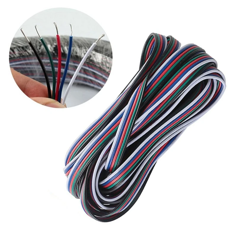 5M-100M RGB Led Connector Cable 22/20/18AWG 2/3/4/5/6Pin Electric Extension Wire for 5050 3528 WS2812B RGBW CCT LED Strip Lights