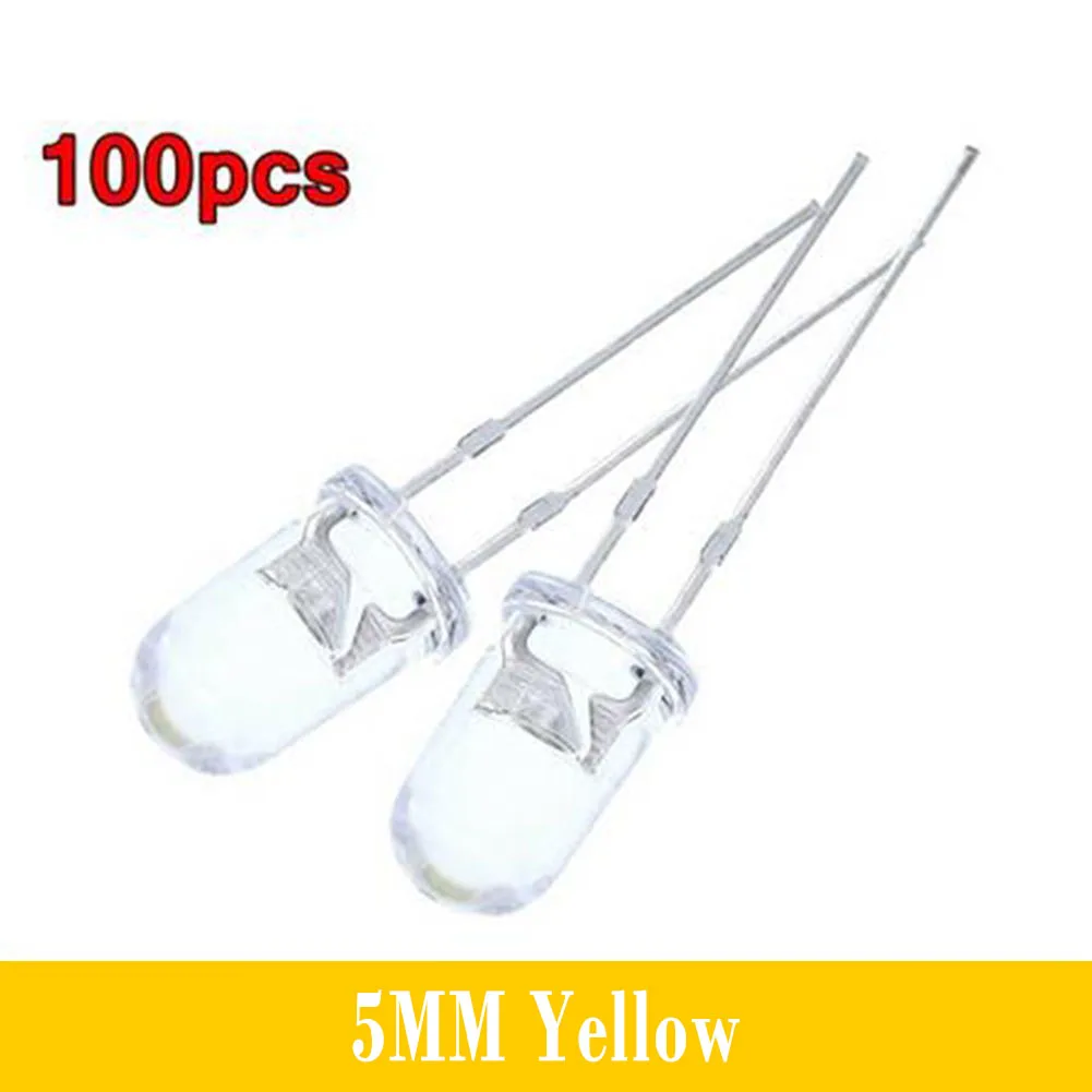 100PCS Super Bright LED Lights 5mm Red/Blue/Green/White/Yellow LED Transparent Bulb NA Socket Dome Lighting Bulbs