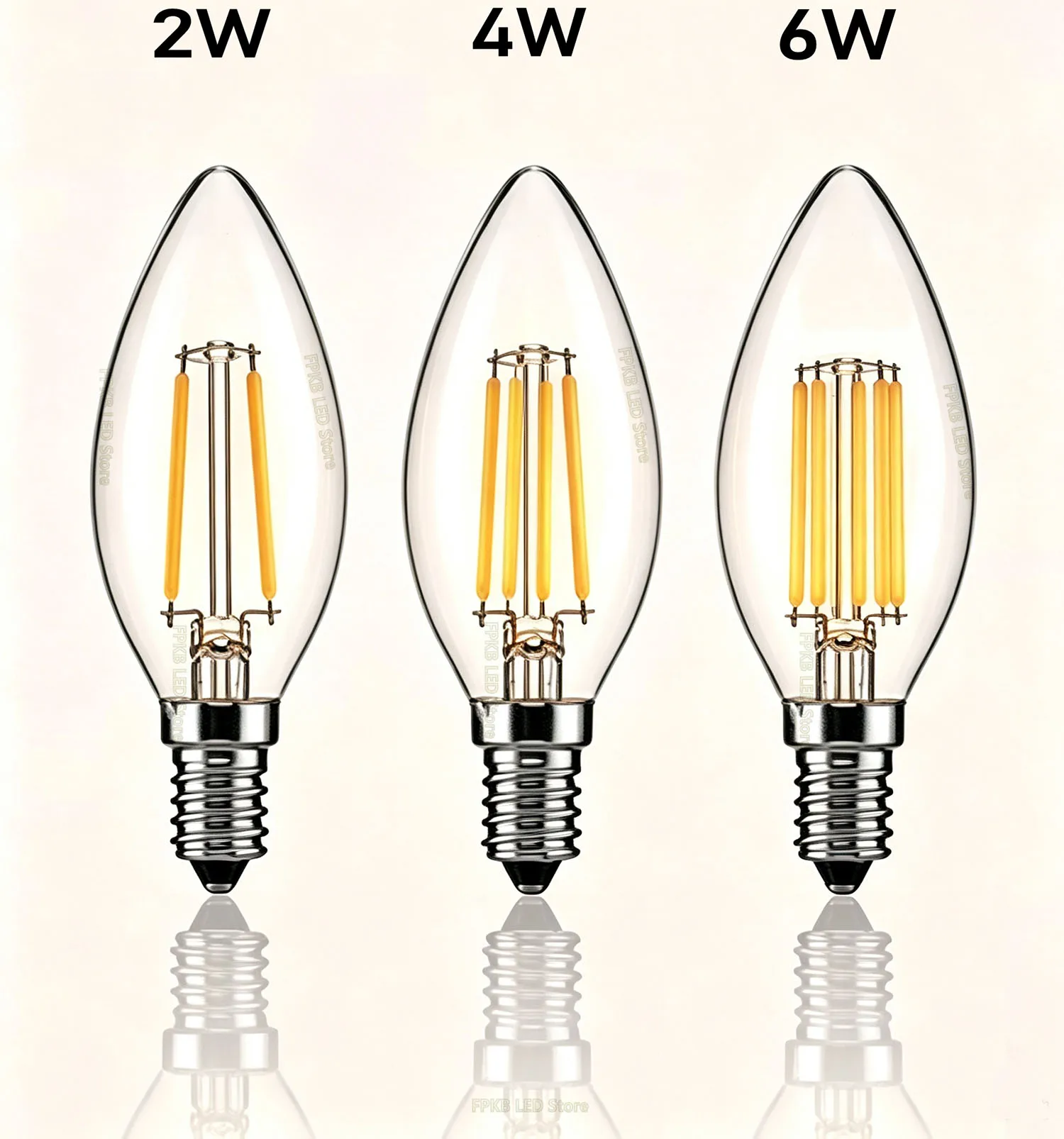 10pcs 6W 4W 2W E14 LED Bulb AC220/240V Filament Candle Light C35 Edison Glass Bulb Retro Antique Vintage Style Cold White Warm