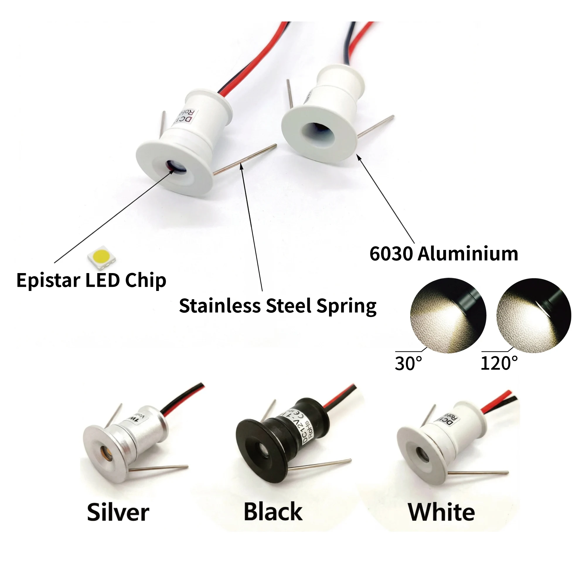 1W Mini Spotlight RGB IP65 KTV Spot Leds Lights 12V Ceiling Focos Downlight Stair Cabinet Spots Lamp with Transformer 220V~265V