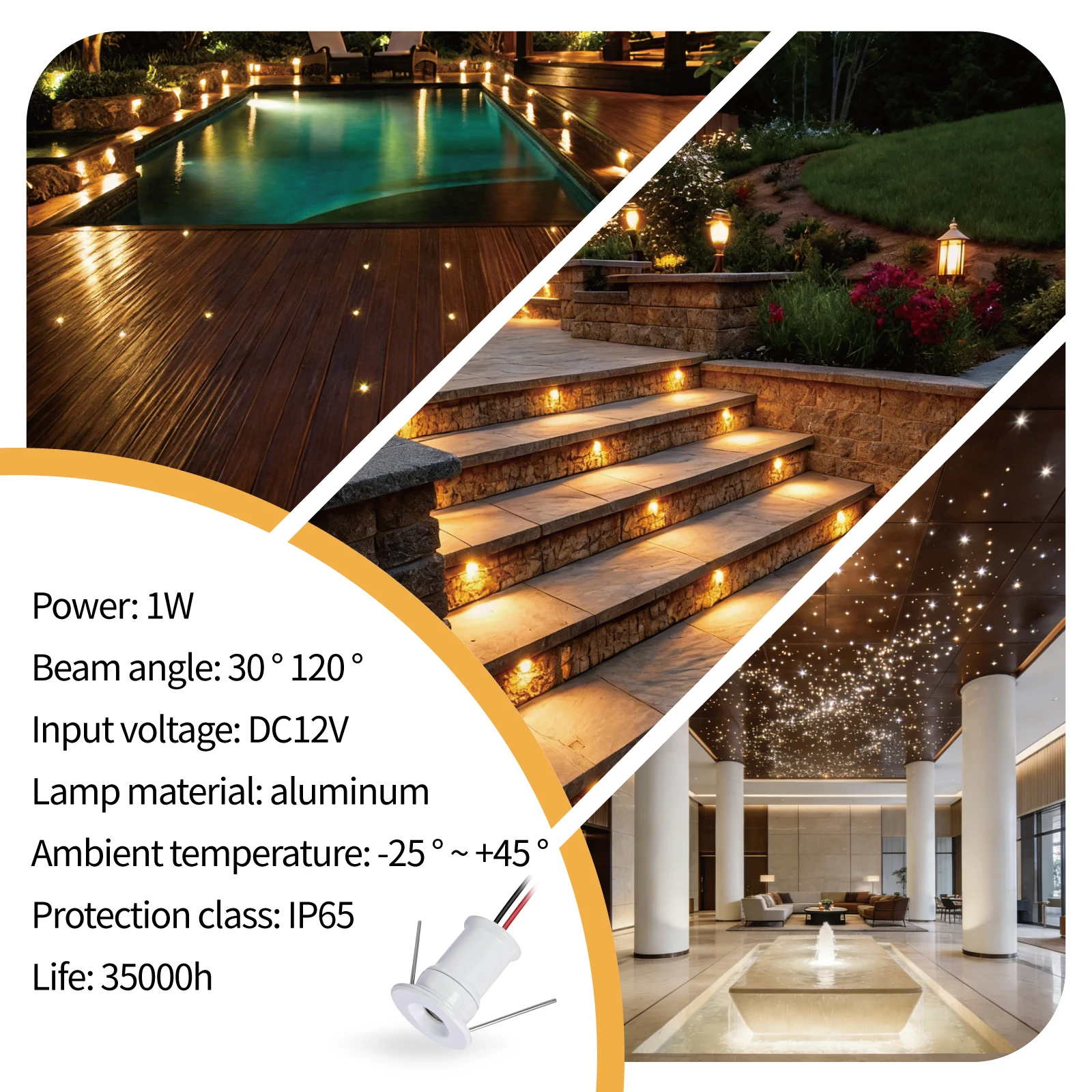 1W Mini Spotlight RGB IP65 KTV Spot Leds Lights 12V Ceiling Focos Downlight Stair Cabinet Spots Lamp with Transformer 220V~265V