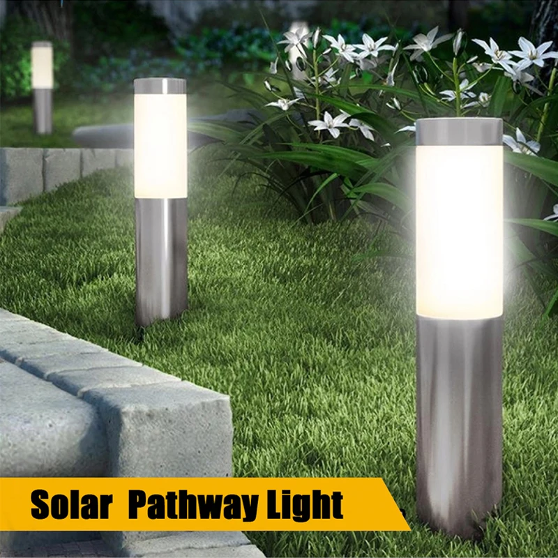 Solar Garden Pathway Lights Outdoor LED Lighting Ground Plug Bollard Light for Patio Gardens Pathways Lawn Yard