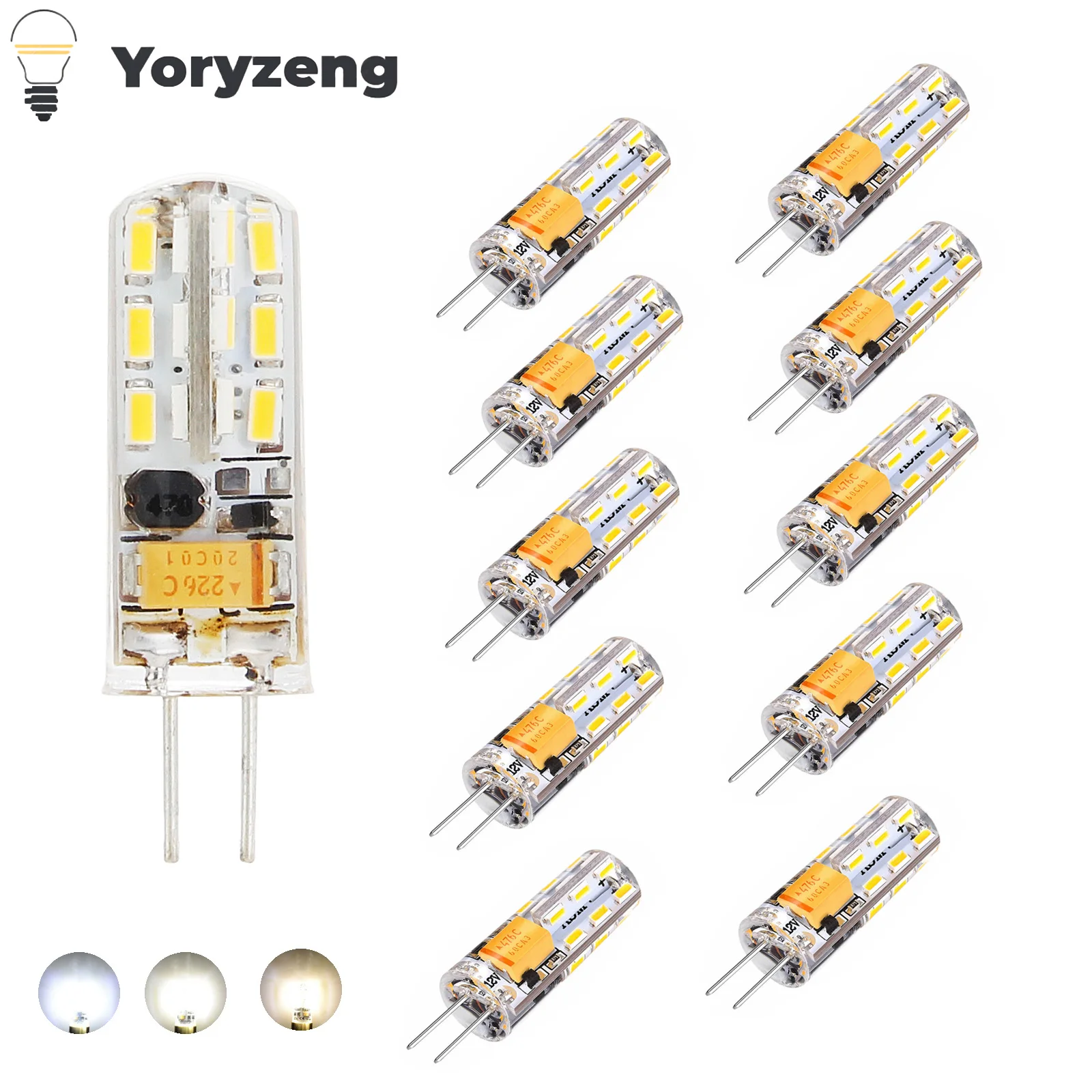 Yoryzeng 10Pcs Mini LED G4 Light Bulbs 2W 12V 220V 24LEDs 3014 SMD Silicone Replace 20W Halogen Lamp Chandelier Spotlight Decor