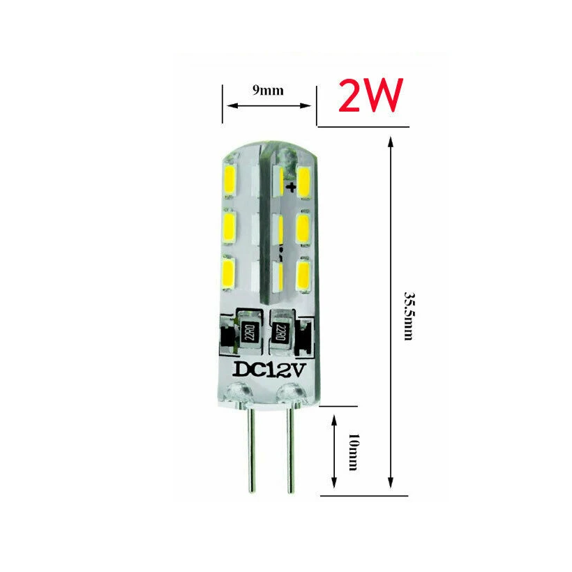 Yoryzeng 10Pcs Mini LED G4 Light Bulbs 2W 12V 220V 24LEDs 3014 SMD Silicone Replace 20W Halogen Lamp Chandelier Spotlight Decor