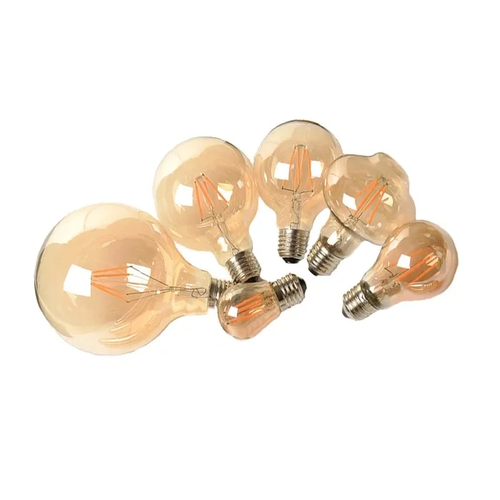 LED Edison Filament Light Retr Bulb Brown Golden T45 G80 G95 G125 4W 8W 2700K  E27 AC 220V 110V Dimmer Restaurant Bedroom