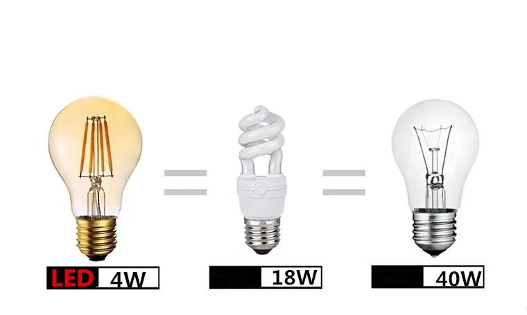 LED Edison Filament Light Retr Bulb Brown Golden T45 G80 G95 G125 4W 8W 2700K  E27 AC 220V 110V Dimmer Restaurant Bedroom