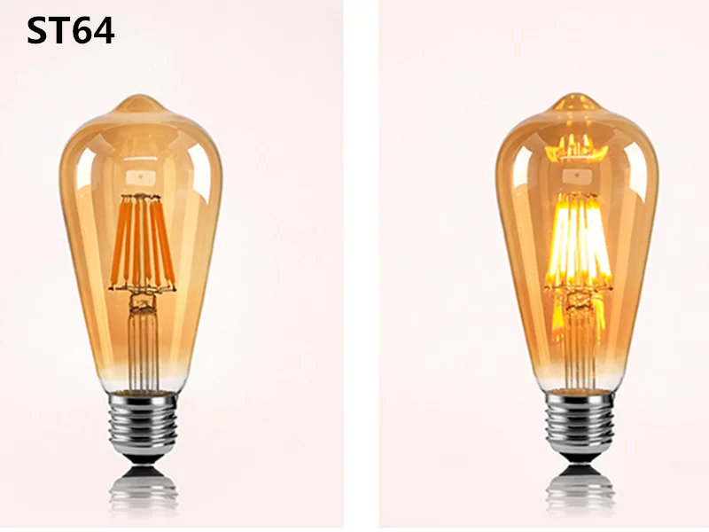 LED Edison Filament Light Retr Bulb Brown Golden T45 G80 G95 G125 4W 8W 2700K  E27 AC 220V 110V Dimmer Restaurant Bedroom