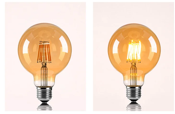 LED Edison Filament Light Retr Bulb Brown Golden T45 G80 G95 G125 4W 8W 2700K  E27 AC 220V 110V Dimmer Restaurant Bedroom