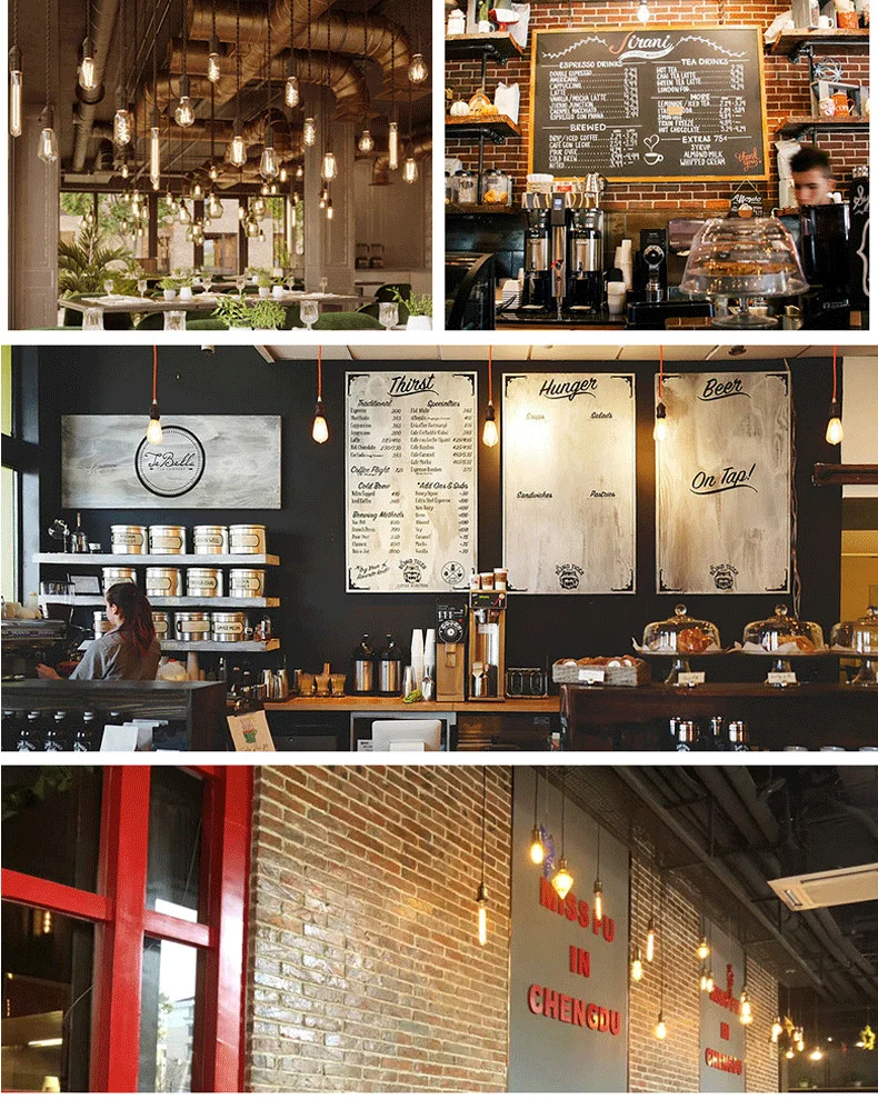 LED Edison Filament Light Retr Bulb Brown Golden T45 G80 G95 G125 4W 8W 2700K  E27 AC 220V 110V Dimmer Restaurant Bedroom