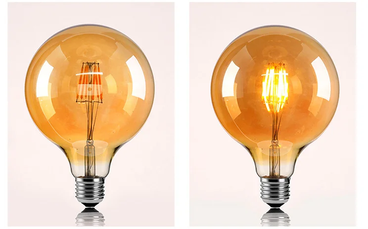LED Edison Filament Light Retr Bulb Brown Golden T45 G80 G95 G125 4W 8W 2700K  E27 AC 220V 110V Dimmer Restaurant Bedroom