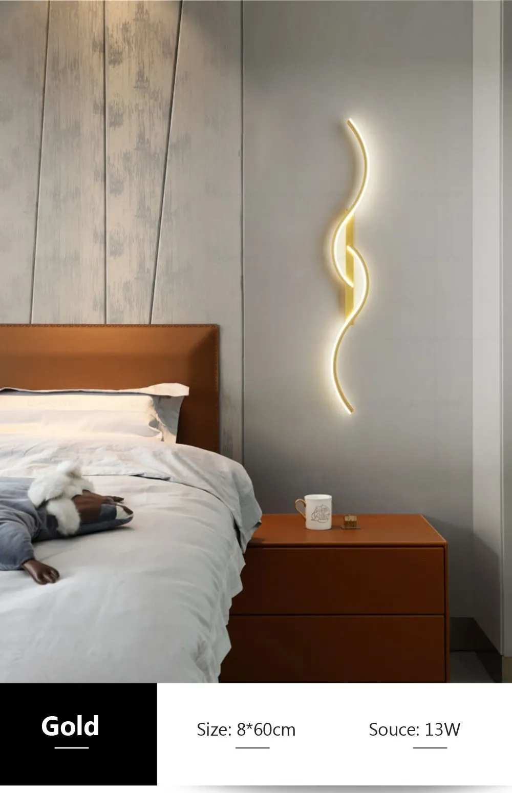 Modern LED Wall Lamp Minimalist Led Light Bedroom Bedside Long Strip Wall Sconces Living Room Sofa Home Indoor Lighting Fixture