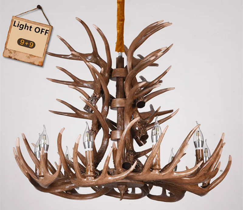Vintage Deer Chandelier Lighting Retro Antler Chandelier for Living Room Church Lustres Luminaria Resin Deer Horn Hanging Lamp