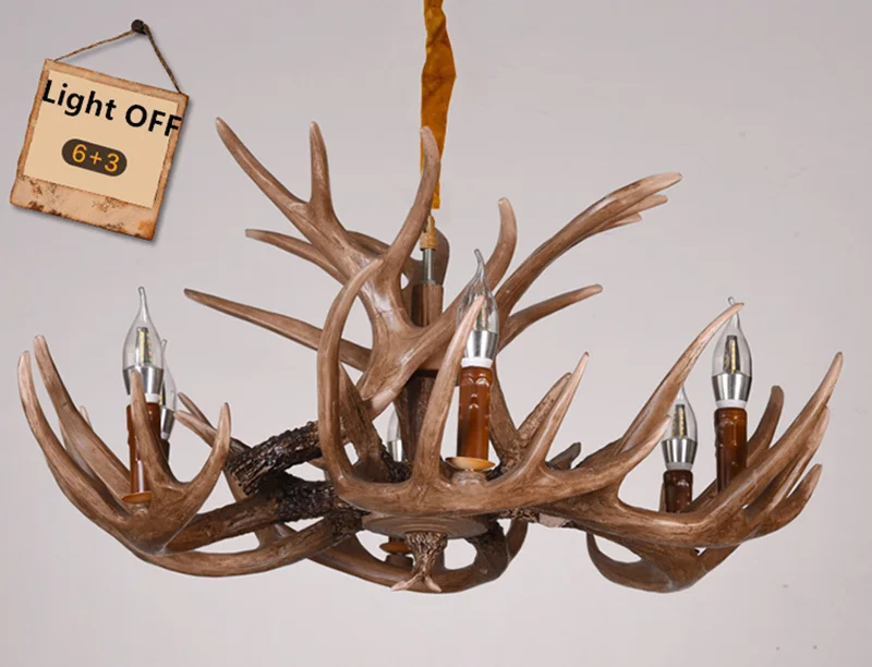 Vintage Deer Chandelier Lighting Retro Antler Chandelier for Living Room Church Lustres Luminaria Resin Deer Horn Hanging Lamp