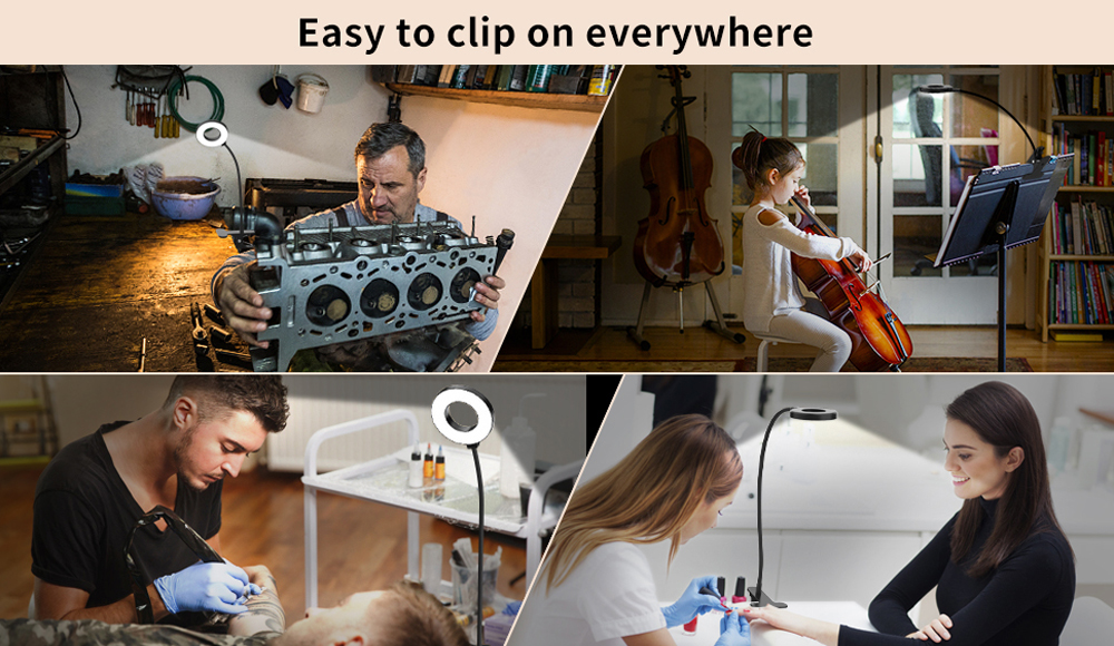 48 LEDs Clip on Desk Lamp 360°Flexible Gooseneck Reading Table Light Eye-Caring USB Clamp Books Night Light Study Read Light