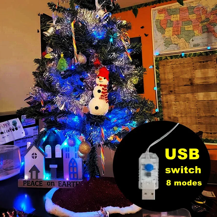 5M/10M/20M LED Copper Wire String Lights 8-mode USB Fairy Lights Garland Lamps for Festival Wedding Party Outdoor Christmas