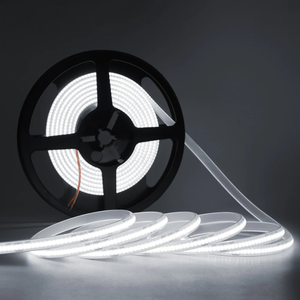 IP68 Waterproof COB Strip 12V 24V 320Leds/M RA90 3000K 4000K 6000K Home Garden Decor Flexible Ribbon Rope LED Light 1M 10M 20M