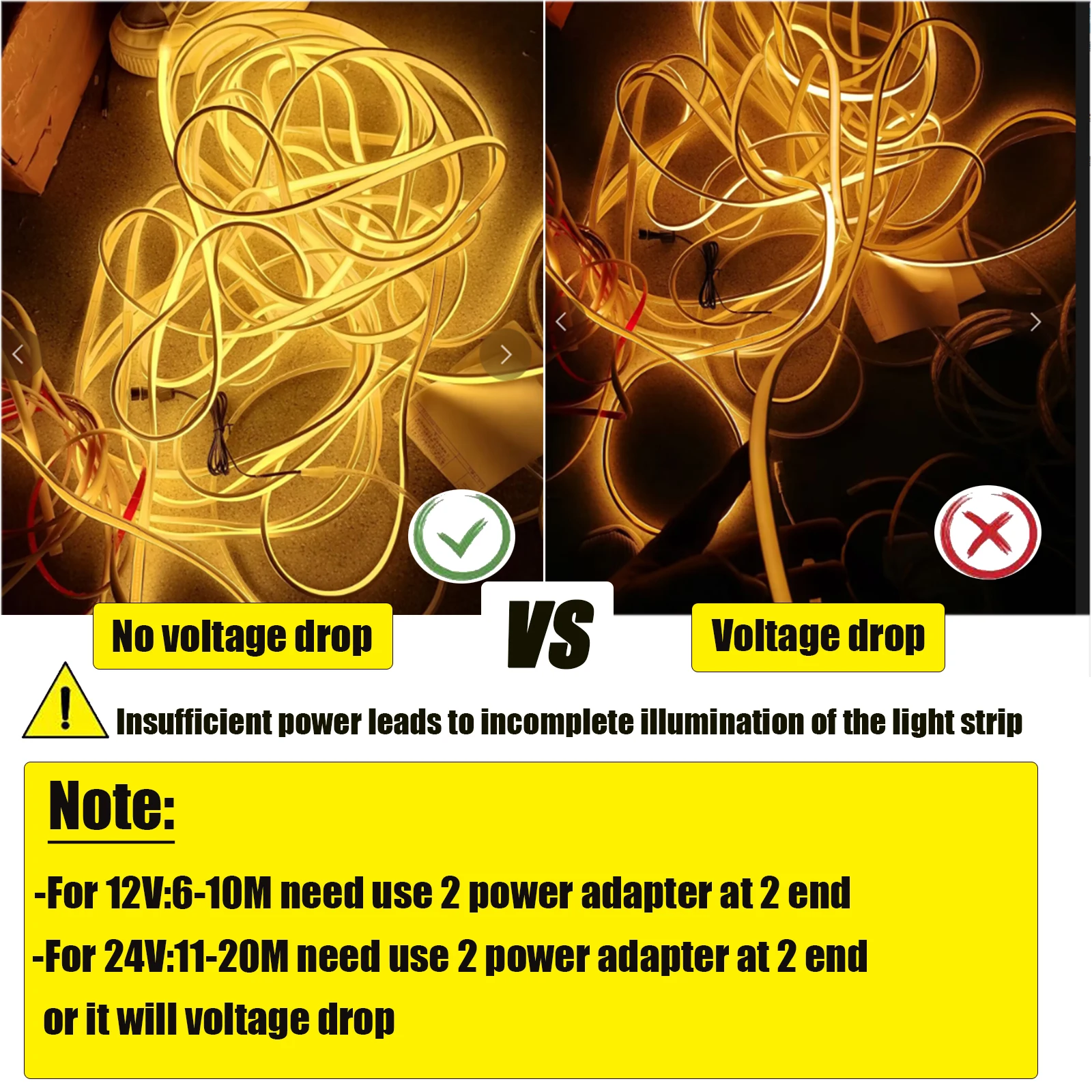 IP68 Waterproof COB Strip 12V 24V 320Leds/M RA90 3000K 4000K 6000K Home Garden Decor Flexible Ribbon Rope LED Light 1M 10M 20M