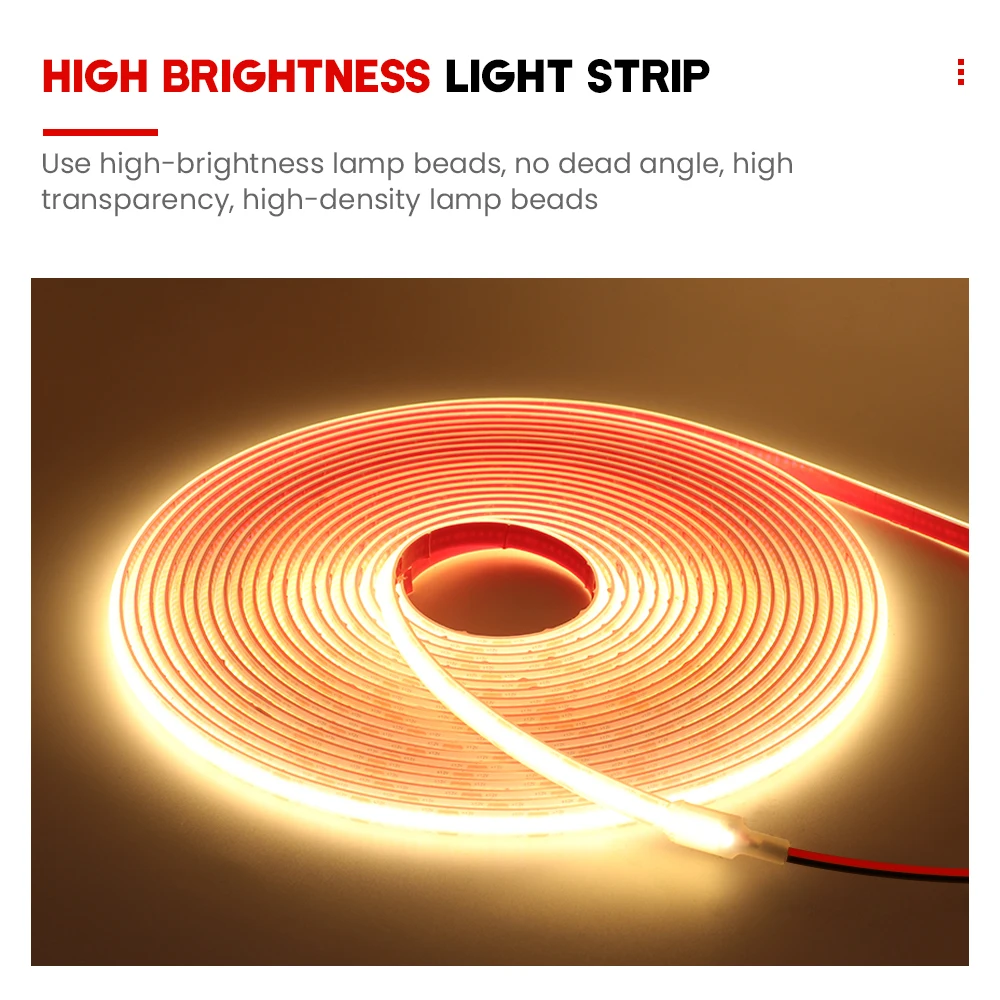 IP68 Waterproof COB Strip 12V 24V 320Leds/M RA90 3000K 4000K 6000K Home Garden Decor Flexible Ribbon Rope LED Light 1M 10M 20M