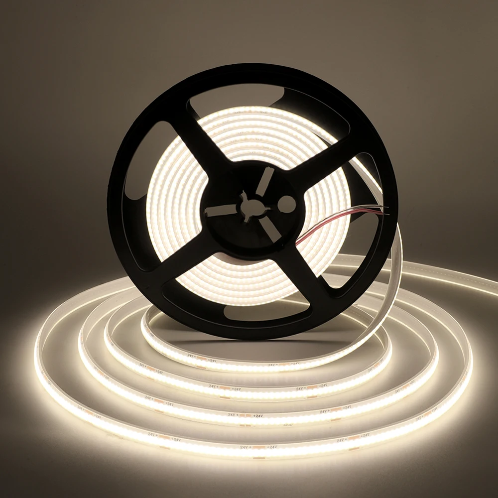 IP68 Waterproof COB Strip 12V 24V 320Leds/M RA90 3000K 4000K 6000K Home Garden Decor Flexible Ribbon Rope LED Light 1M 10M 20M