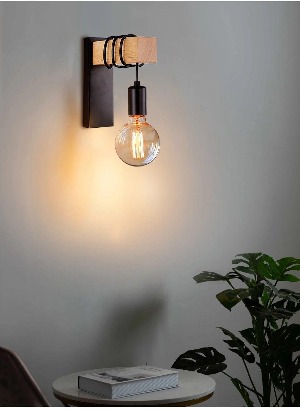 Retro Wood Wall Lamp Vintage Sconce Wall Lights Fixture E27 Indoor Home Decor Dining Room Bedside Lamp Bedroom Lighting