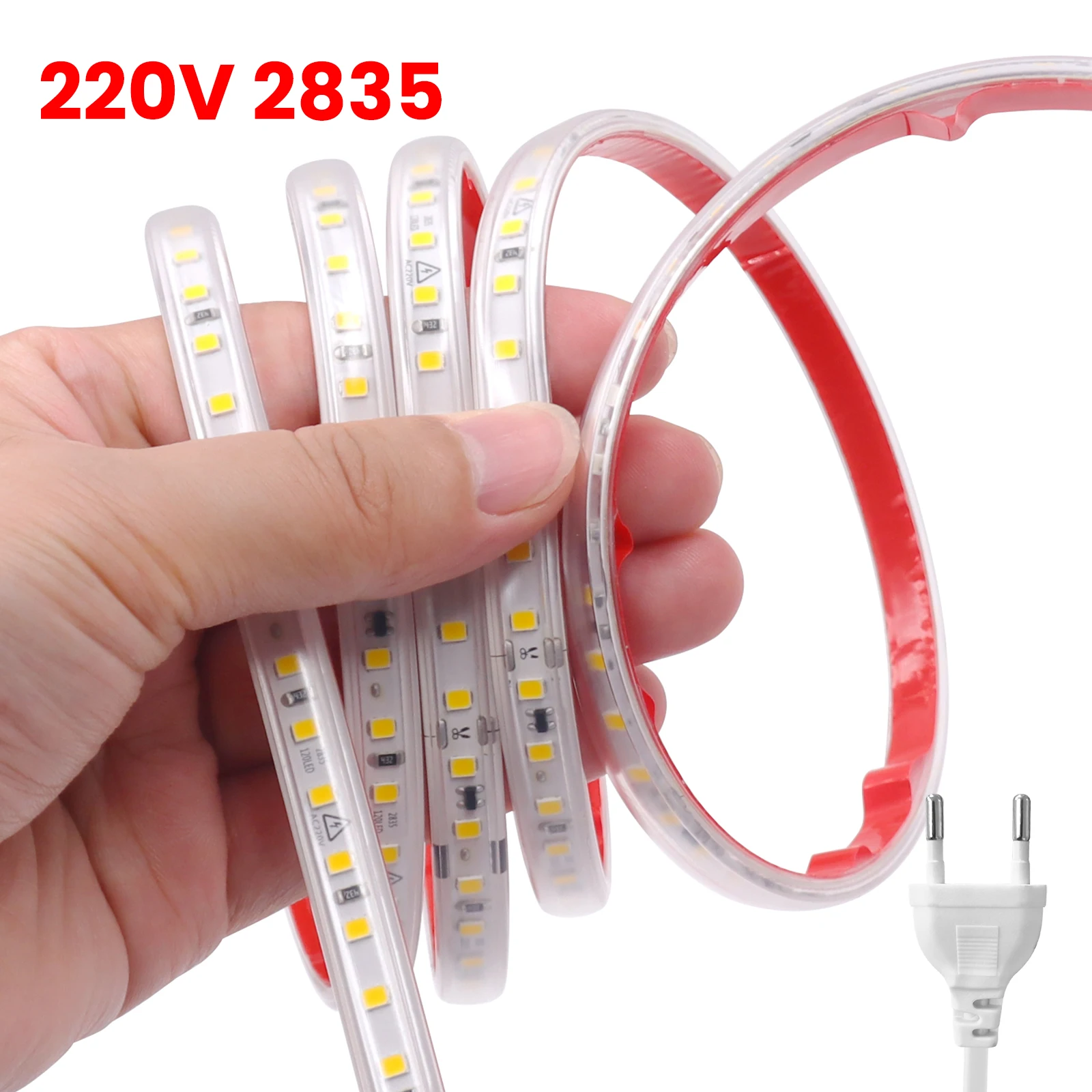AC 220V 240V LED Strip 3000K 4000K 6000K 120Leds/M Flexible Ribbon Stripe IP65 Waterproof Self Adhesive Tape Strip Chain Light
