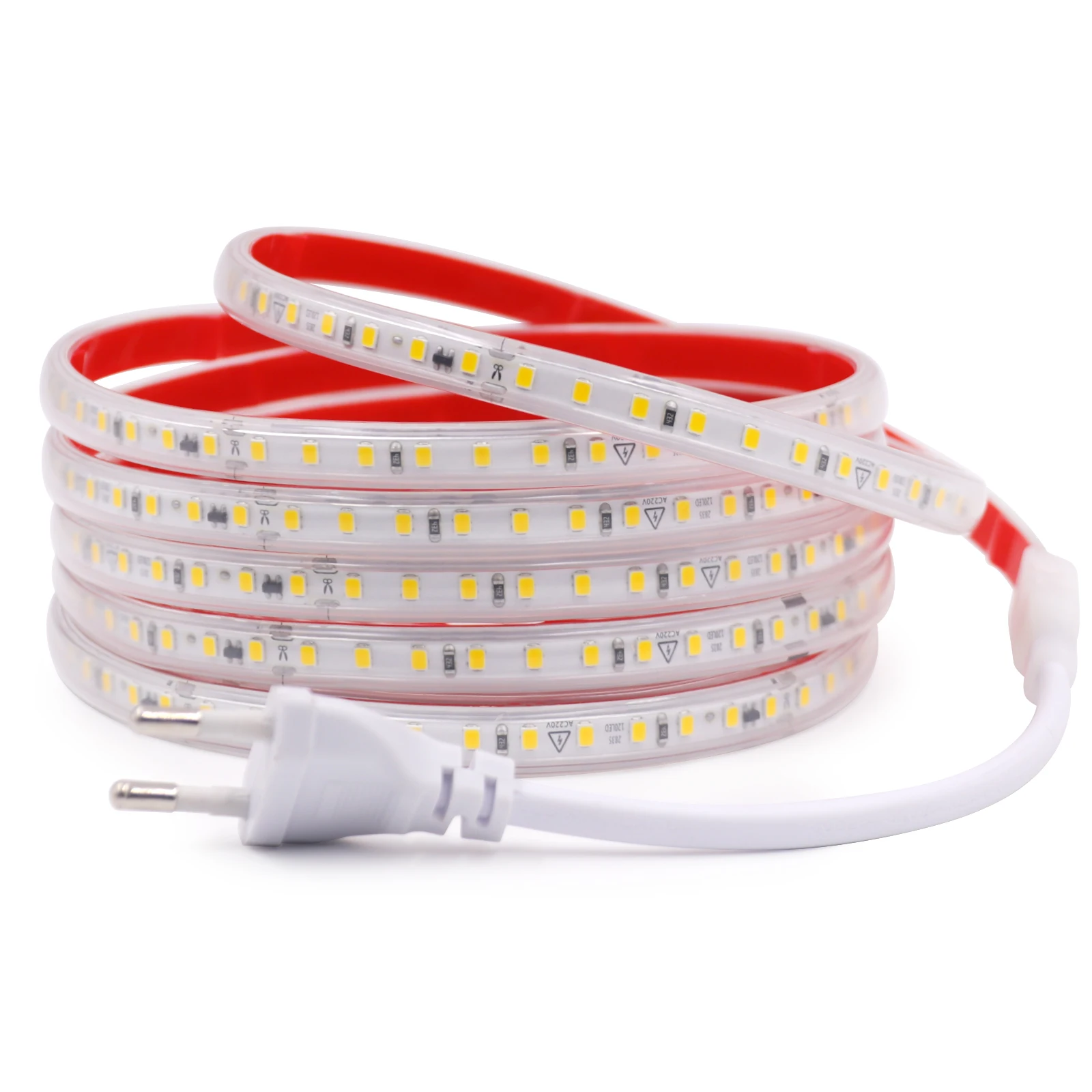 AC 220V 240V LED Strip 3000K 4000K 6000K 120Leds/M Flexible Ribbon Stripe IP65 Waterproof Self Adhesive Tape Strip Chain Light