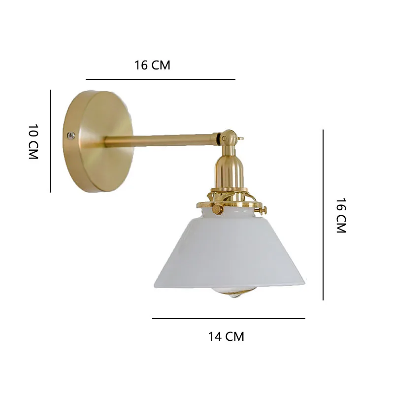 Retro Nordic Simple Bathroom Painting Glass Mirror Headlight Japanese Bed Yellow Bronze Wall Lamp