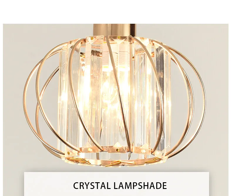 Crystal LED Pendant Lights For Dining Room Living Room Nordic Black Iron Shade 1/3 Lights Kitchen Decor Hanging Ceiling Lamp