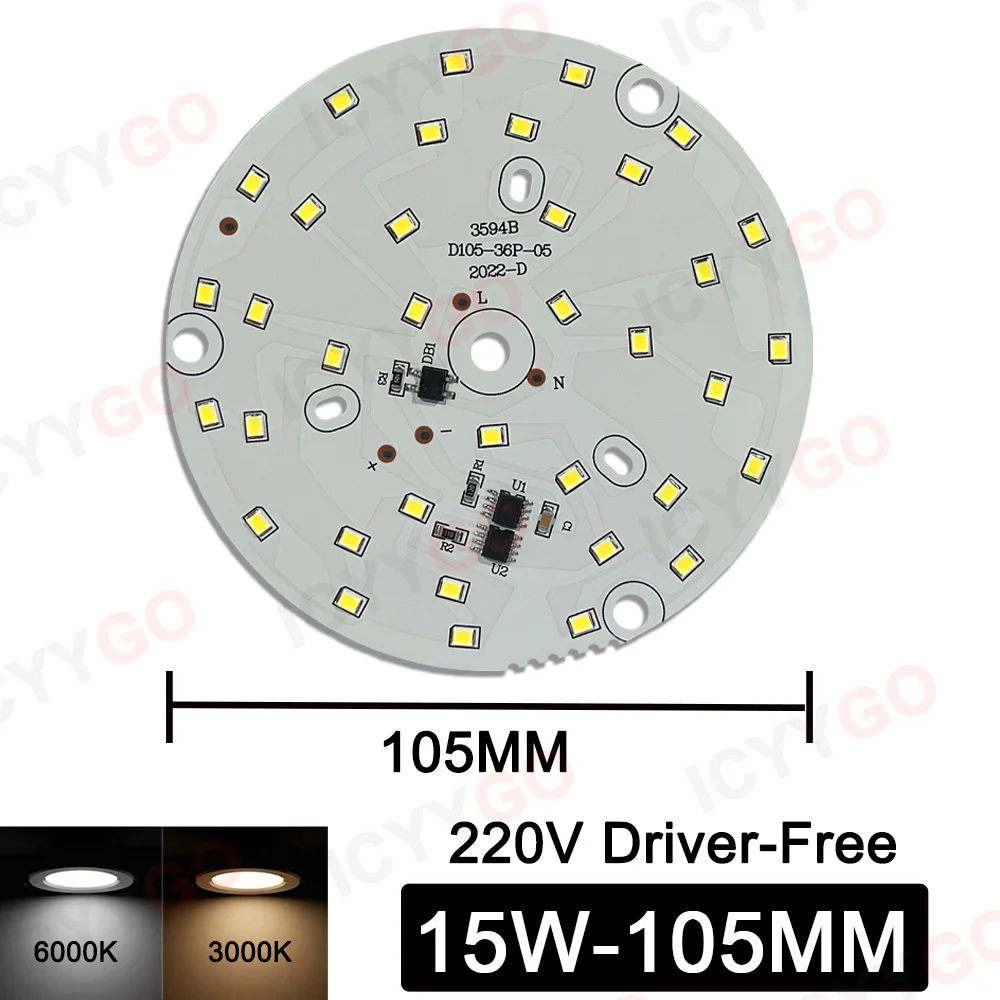 3W 5W 7W 9W 12W 15W 18W 220V High Voltage Light Panel Round Light Panel Driver-Free DIY LED Light Panel Bulb Light Source Board