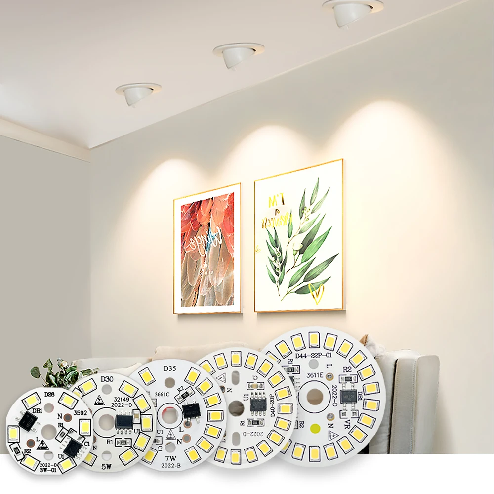 3W 5W 7W 9W 12W 15W 18W 220V High Voltage Light Panel Round Light Panel Driver-Free DIY LED Light Panel Bulb Light Source Board
