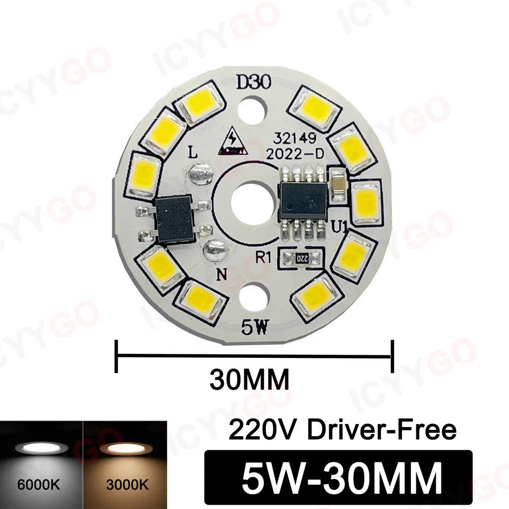 3W 5W 7W 9W 12W 15W 18W 220V High Voltage Light Panel Round Light Panel Driver-Free DIY LED Light Panel Bulb Light Source Board