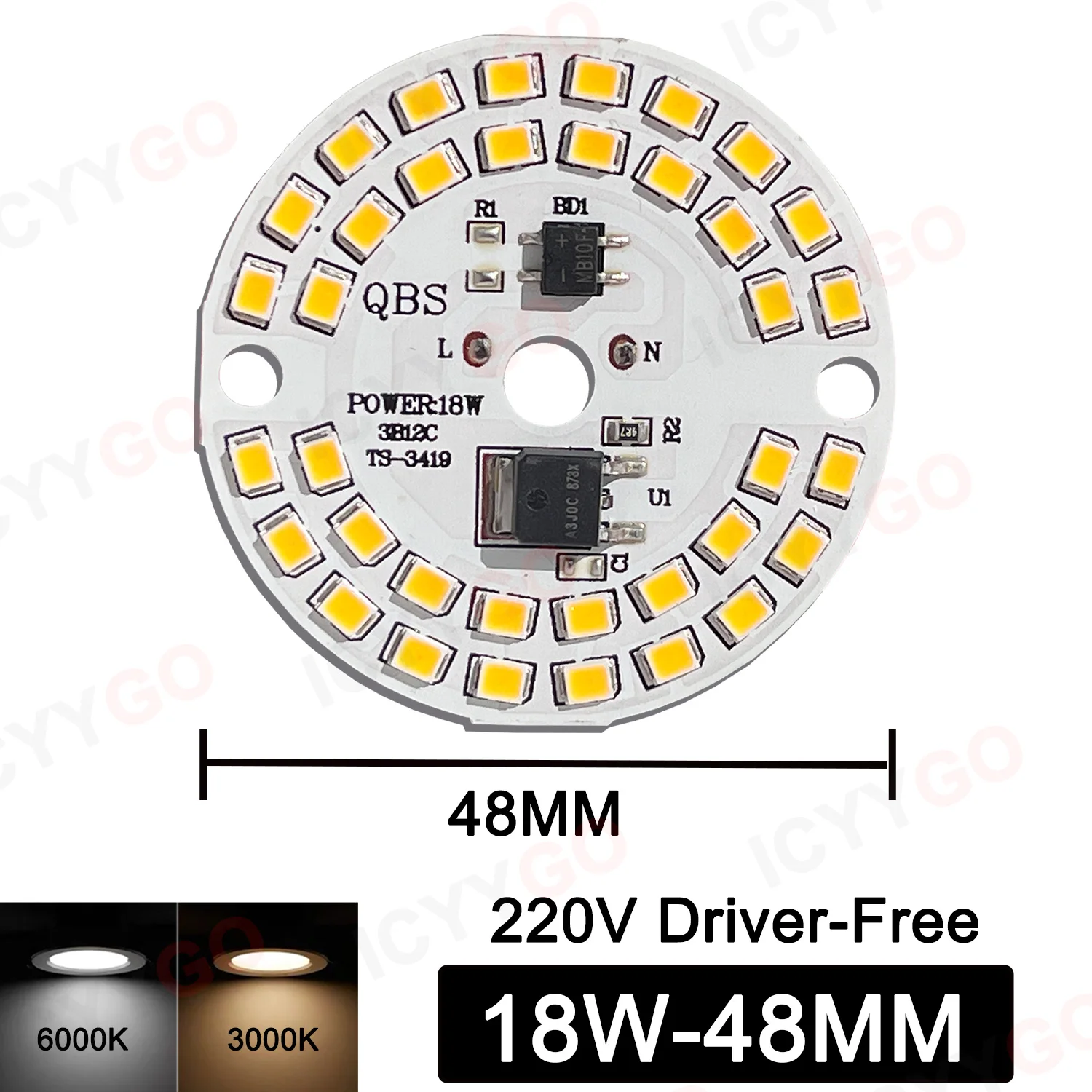3W 5W 7W 9W 12W 15W 18W 220V High Voltage Light Panel Round Light Panel Driver-Free DIY LED Light Panel Bulb Light Source Board