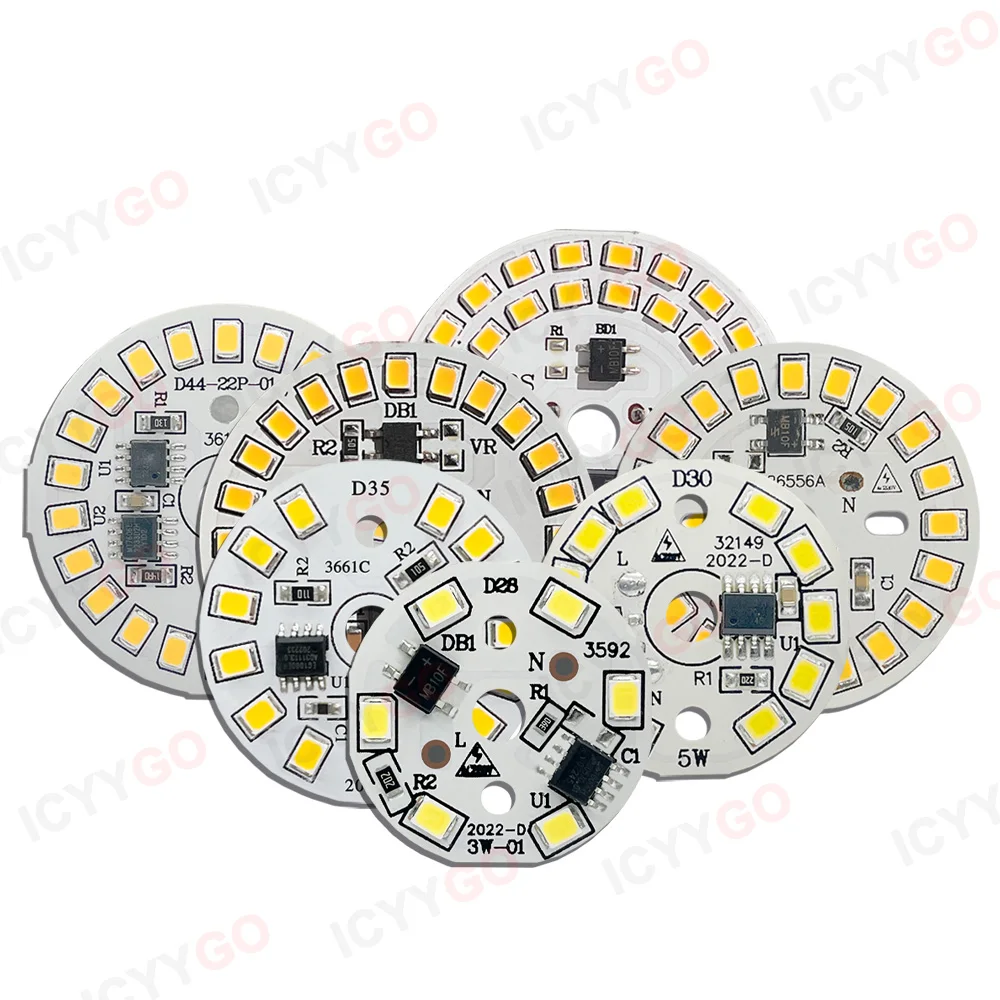 3W 5W 7W 9W 12W 15W 18W 220V High Voltage Light Panel Round Light Panel Driver-Free DIY LED Light Panel Bulb Light Source Board