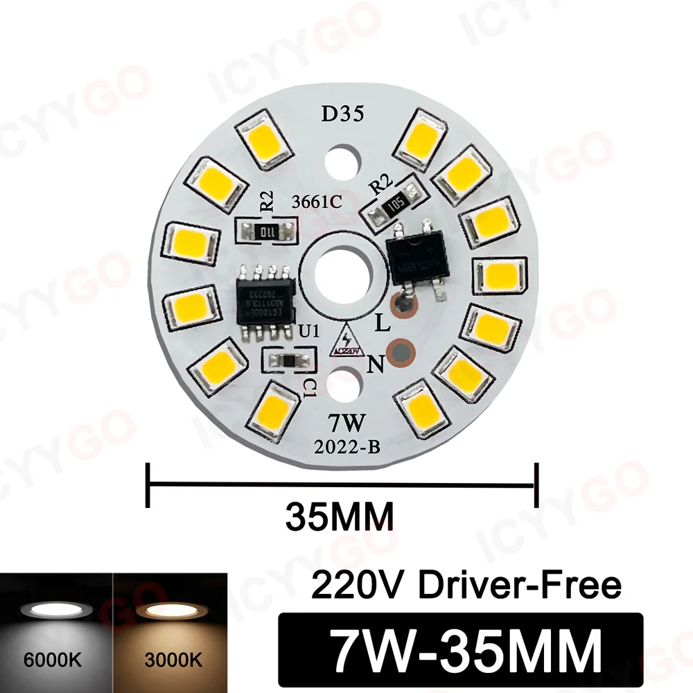 3W 5W 7W 9W 12W 15W 18W 220V High Voltage Light Panel Round Light Panel Driver-Free DIY LED Light Panel Bulb Light Source Board